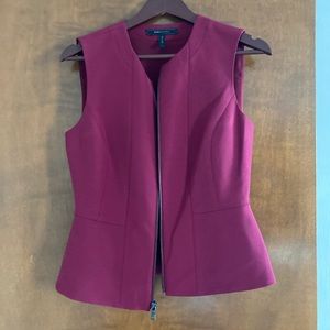 BCBG Zip Up Vest In Cranberry/Wine Color Size S